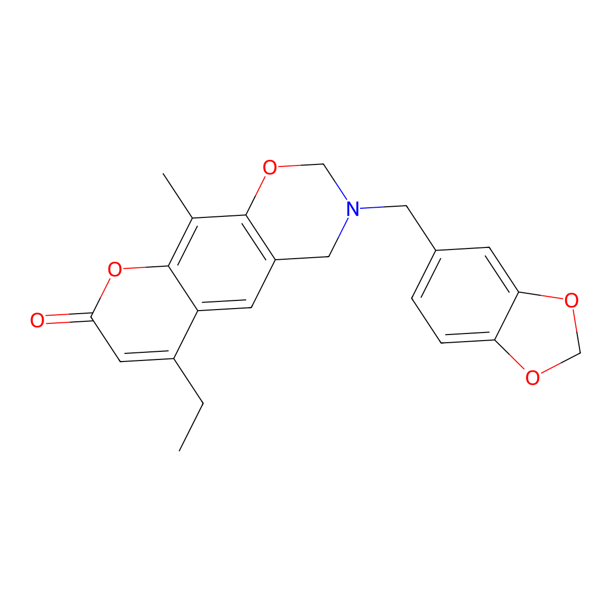 3-(1,3-benzodioxol-5-ylmethyl)-6-ethyl-10-methyl-3,4-dihydro-2H,8H-chromeno[6,7-e][1,3]oxazin-8-one molecular structure, CAS 853895-16-6