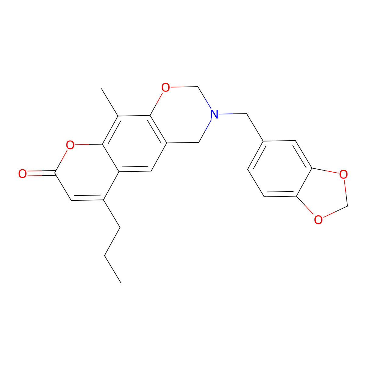 3-(1,3-benzodioxol-5-ylmethyl)-10-methyl-6-propyl-3,4-dihydro-2H,8H-chromeno[6,7-e][1,3]oxazin-8-one molecular structure, CAS 853895-17-7