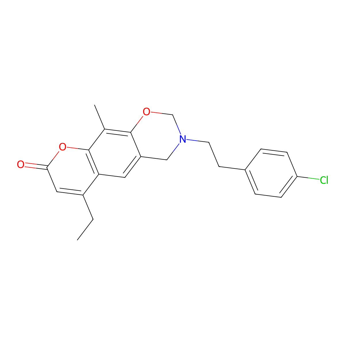 3-[2-(4-chlorophenyl)ethyl]-6-ethyl-10-methyl-3,4-dihydro-2H,8H-chromeno[6,7-e][1,3]oxazin-8-one molecular structure, CAS 853895-65-5
