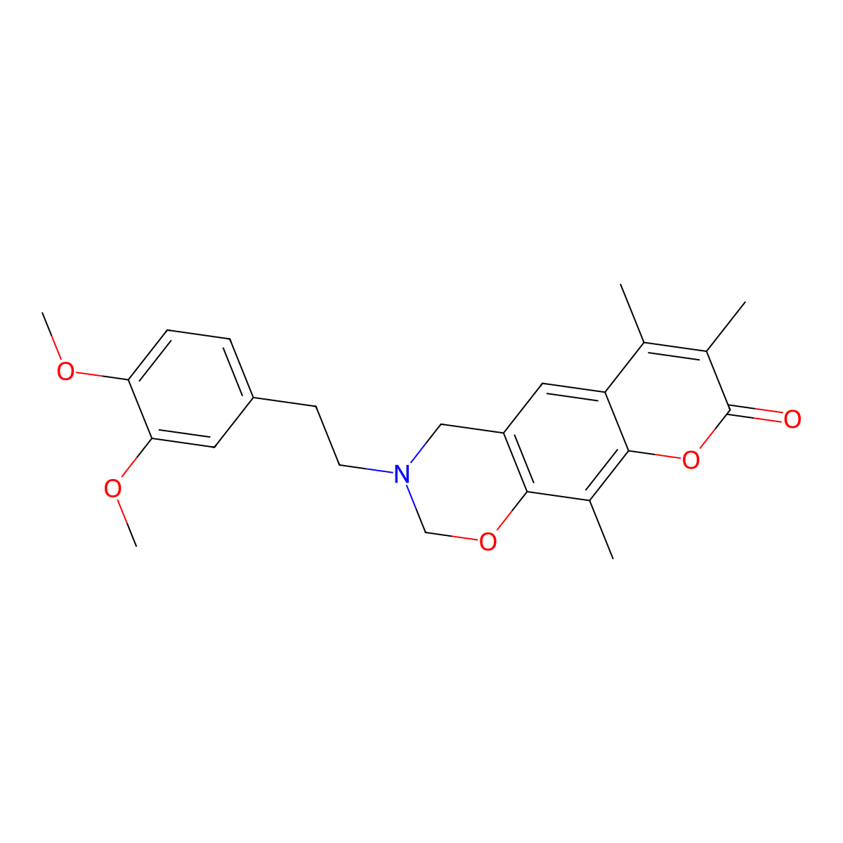 3-[2-(3,4-dimethoxyphenyl)ethyl]-6,7,10-trimethyl-3,4-dihydro-2H,8H-chromeno[6,7-e][1,3]oxazin-8-one molecular structure, CAS 853895-83-7