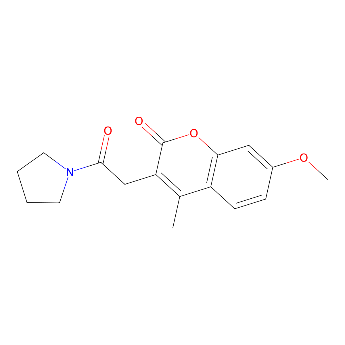 7-Methoxy-4-methyl-3-(2-oxo-2-pyrrolidin-1-ylethyl)chromen-2-one molecular structure, CAS 853896-14-7