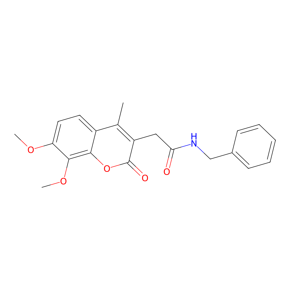 N-benzyl-2-(7,8-dimethoxy-4-methyl-2-oxo-2H-chromen-3-yl)acetamide molecular structure, CAS 853896-25-0
