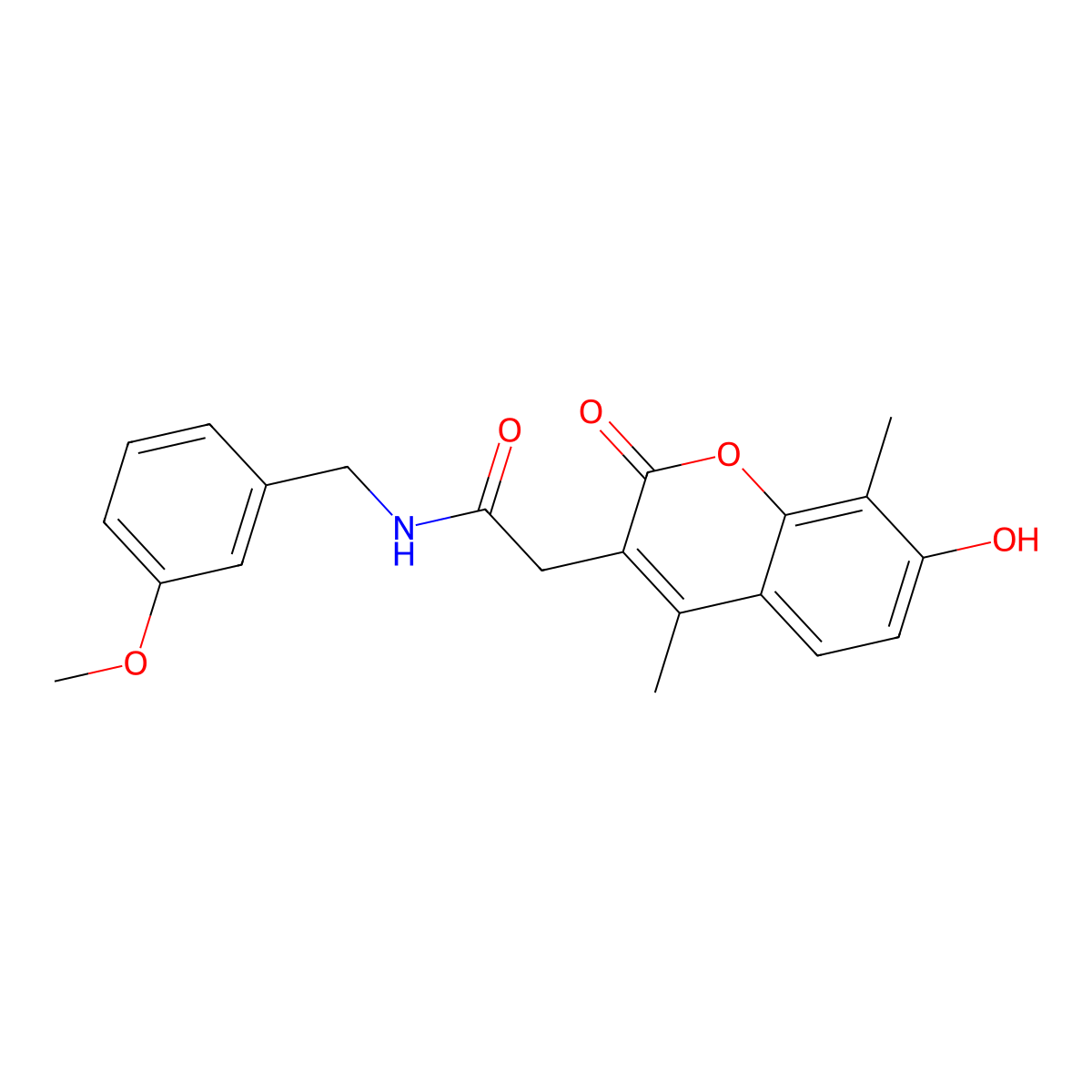 2-(7-hydroxy-4,8-dimethyl-2-oxo-2H-chromen-3-yl)-N-(3-methoxybenzyl)acetamide molecular structure, CAS 853896-37-4