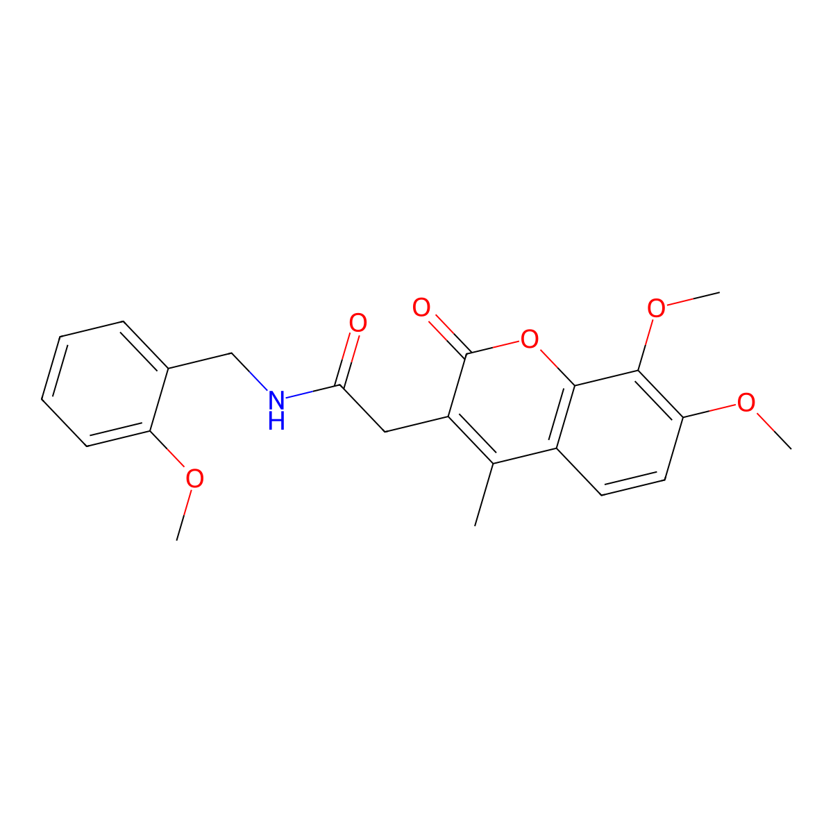 2-(7,8-dimethoxy-4-methyl-2-oxo-2H-chromen-3-yl)-N-(2-methoxybenzyl)acetamide molecular structure, CAS 853896-43-2
