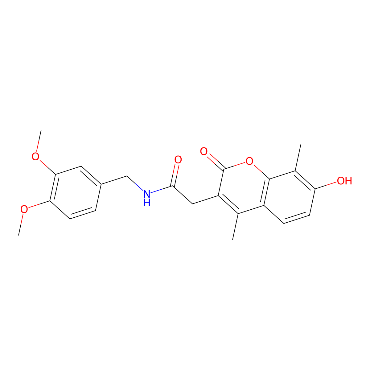 N-(3,4-dimethoxybenzyl)-2-(7-hydroxy-4,8-dimethyl-2-oxo-2H-chromen-3-yl)acetamide molecular structure, CAS 853896-47-6