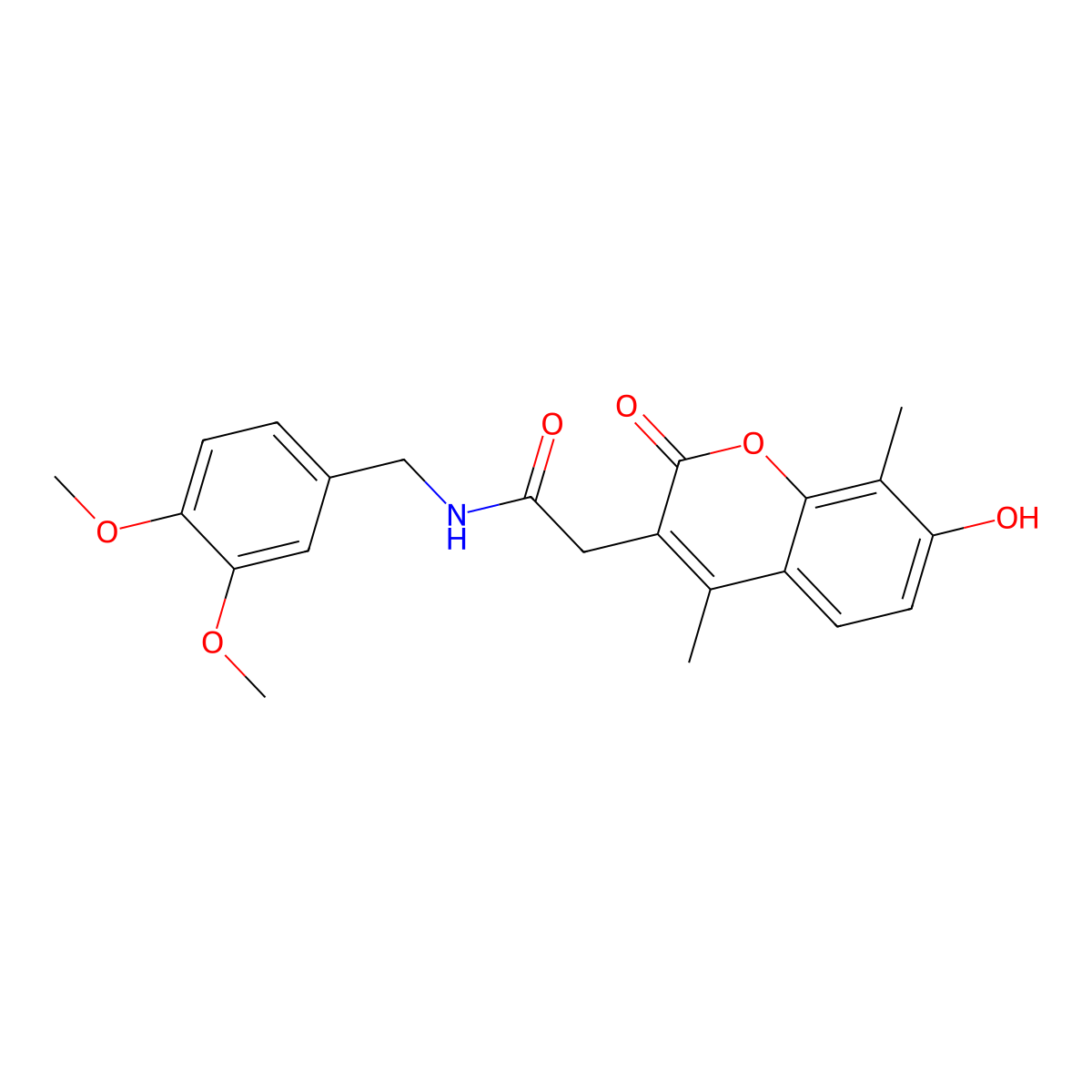 N-(3,4-dimethoxybenzyl)-2-(7-hydroxy-4,8-dimethyl-2-oxo-2H-chromen-3-yl)acetamide molecular structure, CAS 853896-47-6