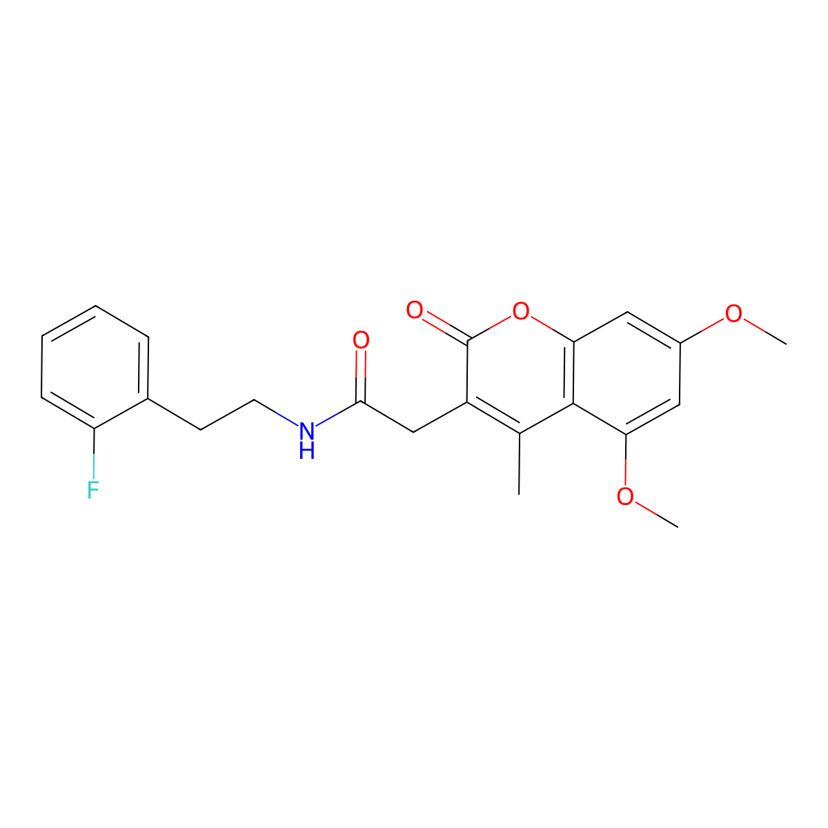 2-(5,7-dimethoxy-4-methyl-2-oxo-2H-chromen-3-yl)-N-[2-(2-fluorophenyl)ethyl]acetamide molecular structure, CAS 853896-75-0