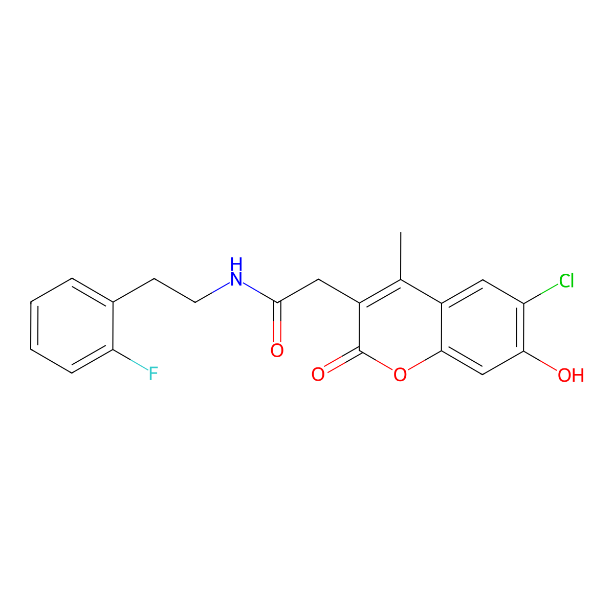 2-(6-chloro-7-hydroxy-4-methyl-2-oxo-2H-chromen-3-yl)-N-[2-(2-fluorophenyl)ethyl]acetamide molecular structure, CAS 853897-06-0