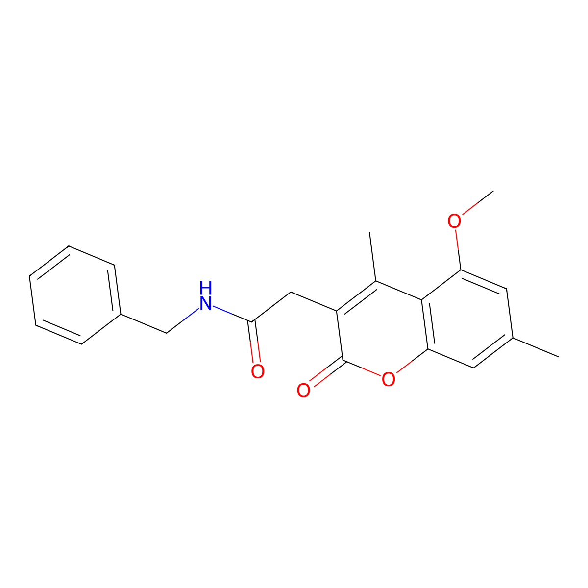 N-benzyl-2-(5-methoxy-4,7-dimethyl-2-oxo-2H-chromen-3-yl)acetamide molecular structure, CAS 853897-13-9