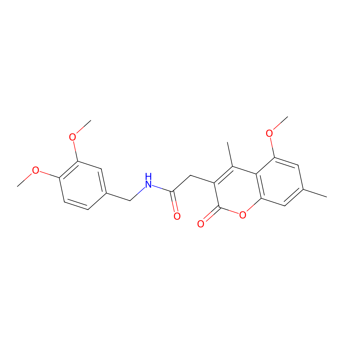 N-(3,4-dimethoxybenzyl)-2-(5-methoxy-4,7-dimethyl-2-oxo-2H-chromen-3-yl)acetamide molecular structure, CAS 853897-20-8