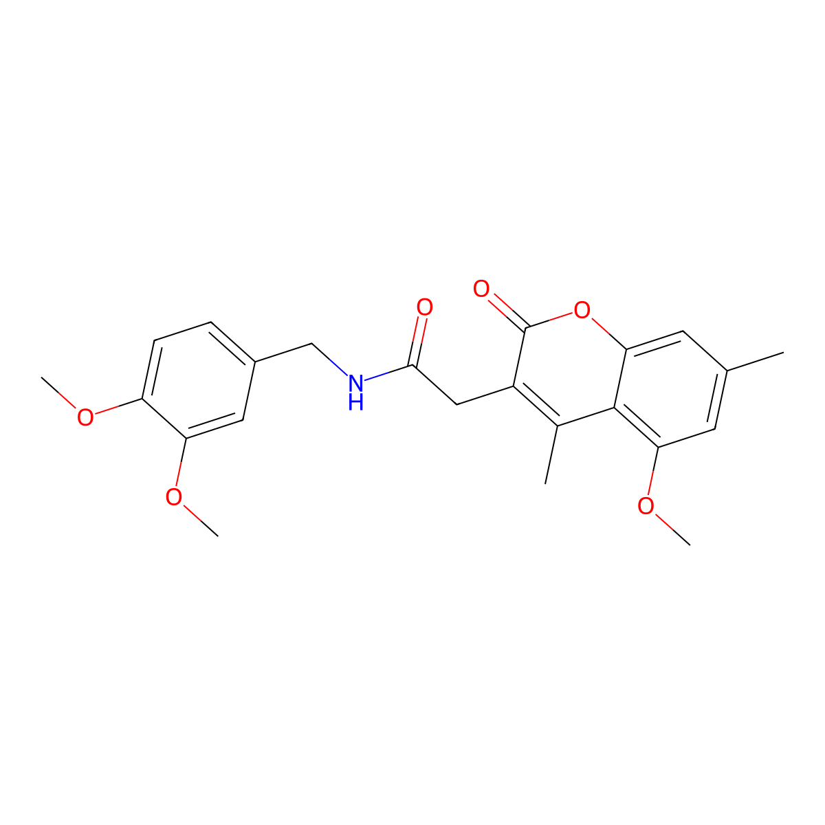 N-(3,4-dimethoxybenzyl)-2-(5-methoxy-4,7-dimethyl-2-oxo-2H-chromen-3-yl)acetamide molecular structure, CAS 853897-20-8