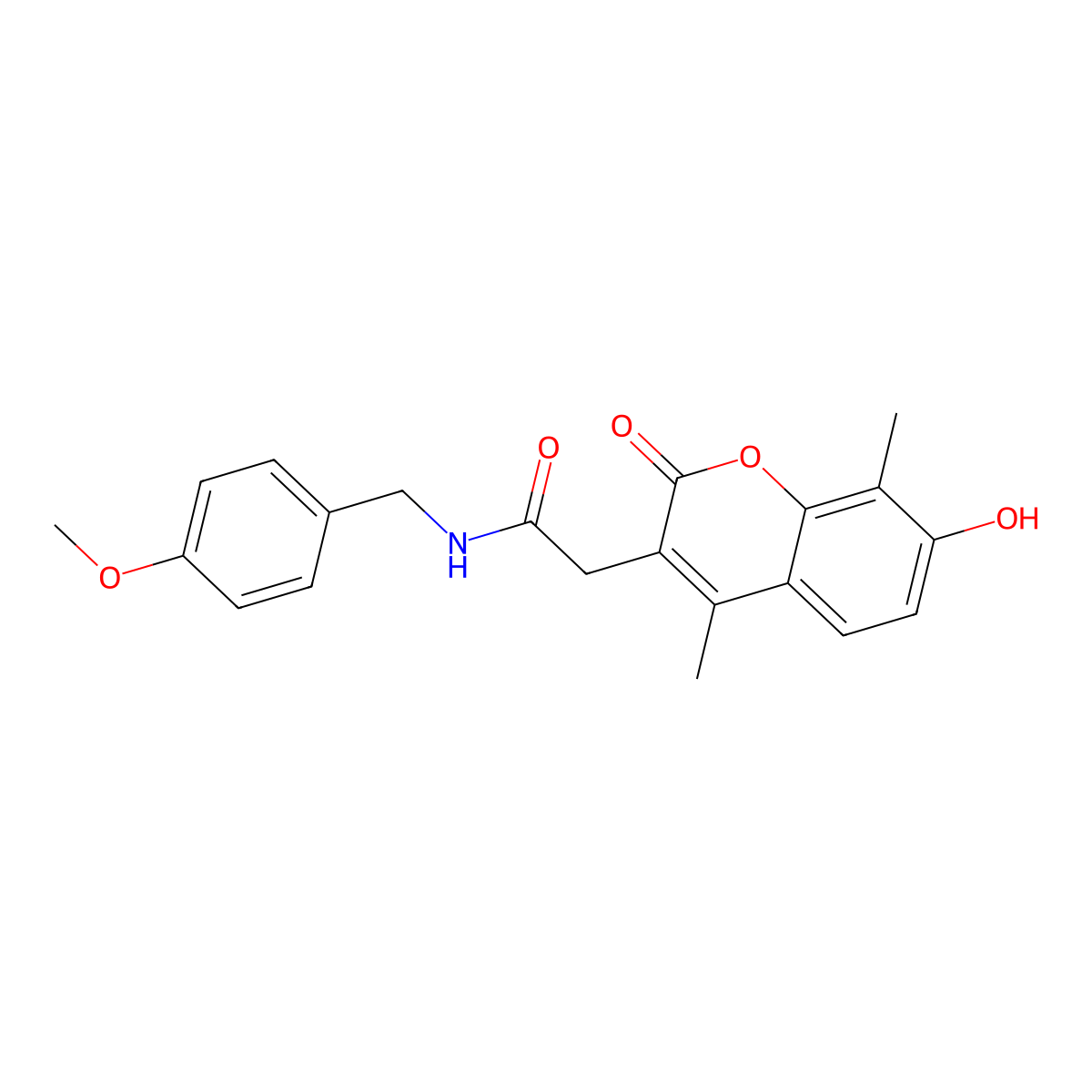 2-(7-hydroxy-4,8-dimethyl-2-oxo-2H-chromen-3-yl)-N-(4-methoxybenzyl)acetamide molecular structure, CAS 853897-44-6