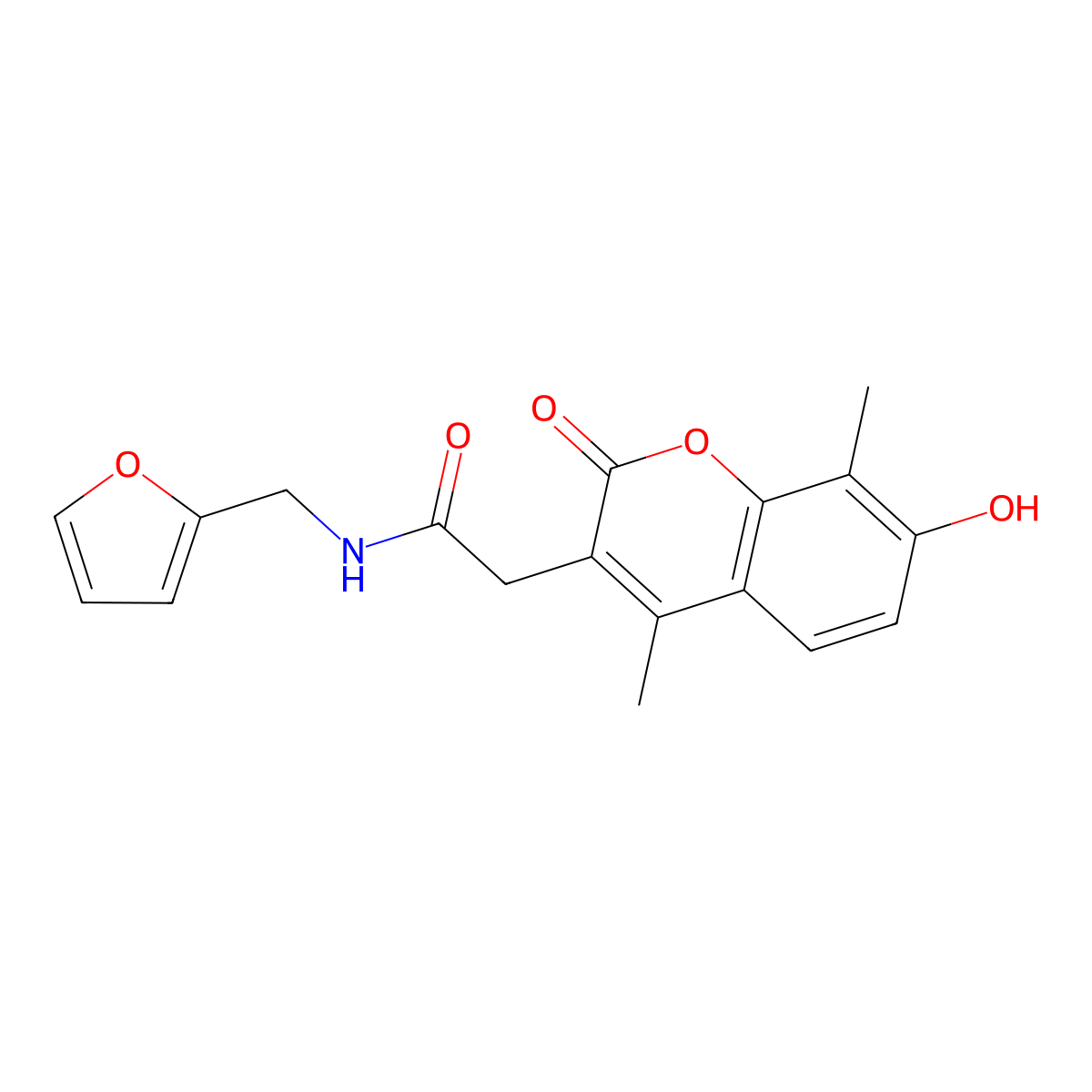 N-(2-furylmethyl)-2-(7-hydroxy-4,8-dimethyl-2-oxo-2H-chromen-3-yl)acetamide molecular structure, CAS 853897-46-8