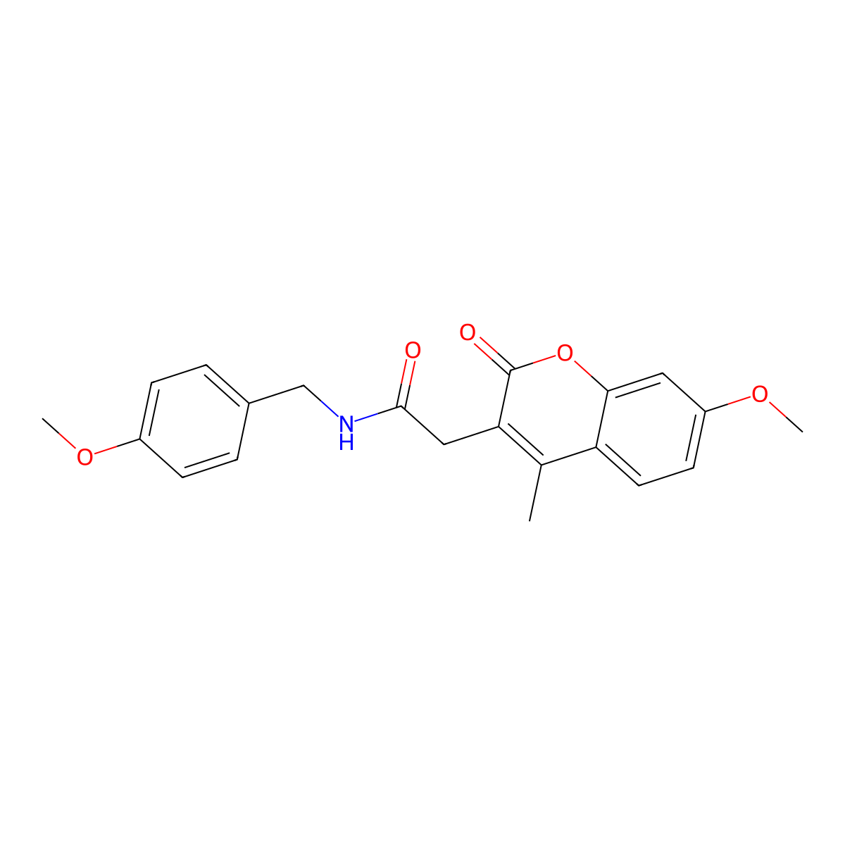 N-(4-methoxybenzyl)-2-(7-methoxy-4-methyl-2-oxo-2H-chromen-3-yl)acetamide molecular structure, CAS 853897-68-4