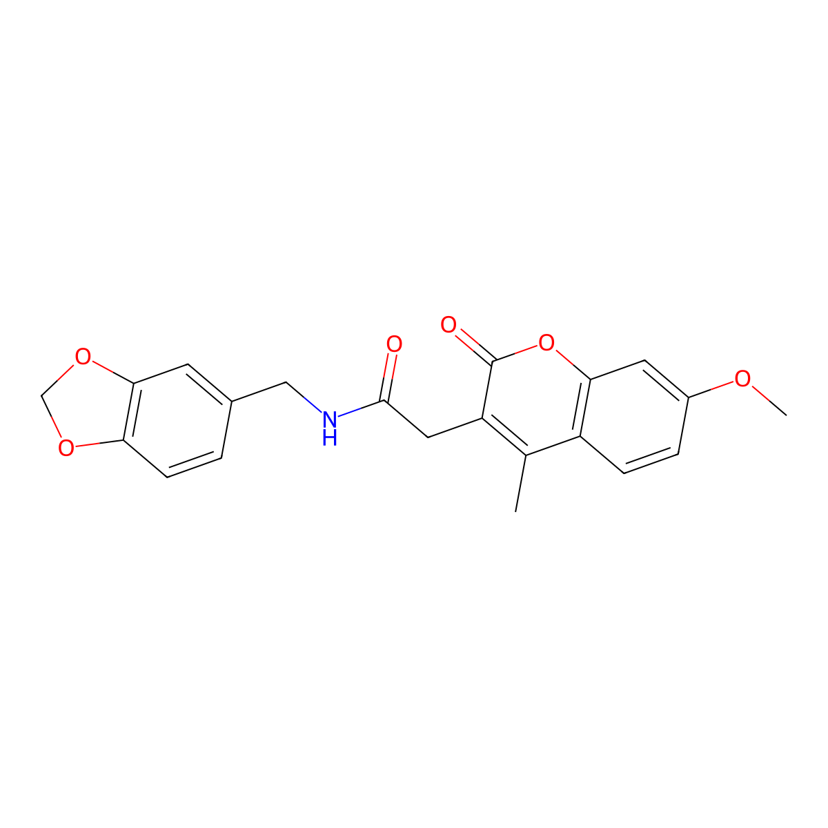 N-(1,3-benzodioxol-5-ylmethyl)-2-(7-methoxy-4-methyl-2-oxo-2H-chromen-3-yl)acetamide molecular structure, CAS 853897-69-5