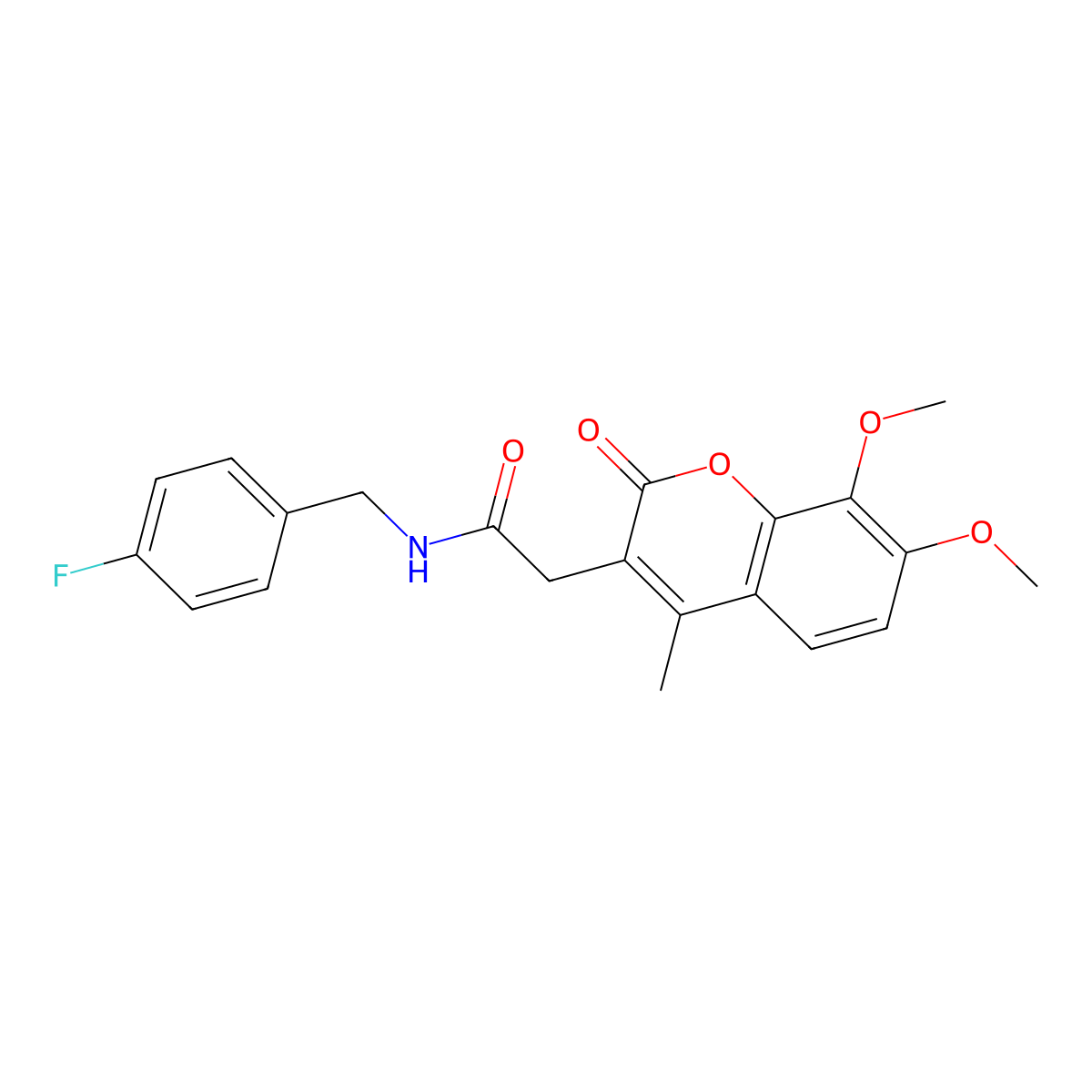 2-(7,8-dimethoxy-4-methyl-2-oxo-2H-chromen-3-yl)-N-(4-fluorobenzyl)acetamide molecular structure, CAS 853898-09-6