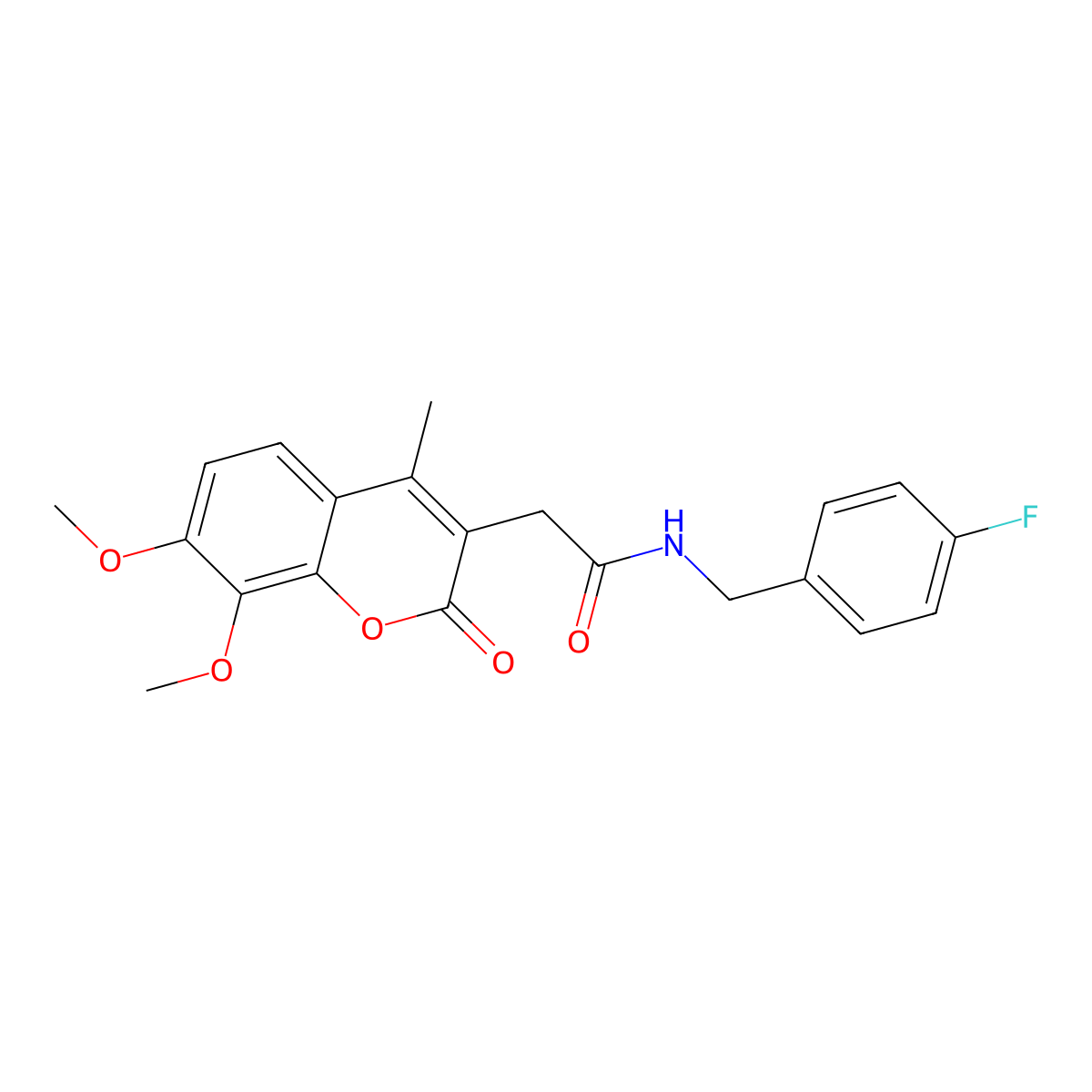 2-(7,8-dimethoxy-4-methyl-2-oxo-2H-chromen-3-yl)-N-(4-fluorobenzyl)acetamide molecular structure, CAS 853898-09-6
