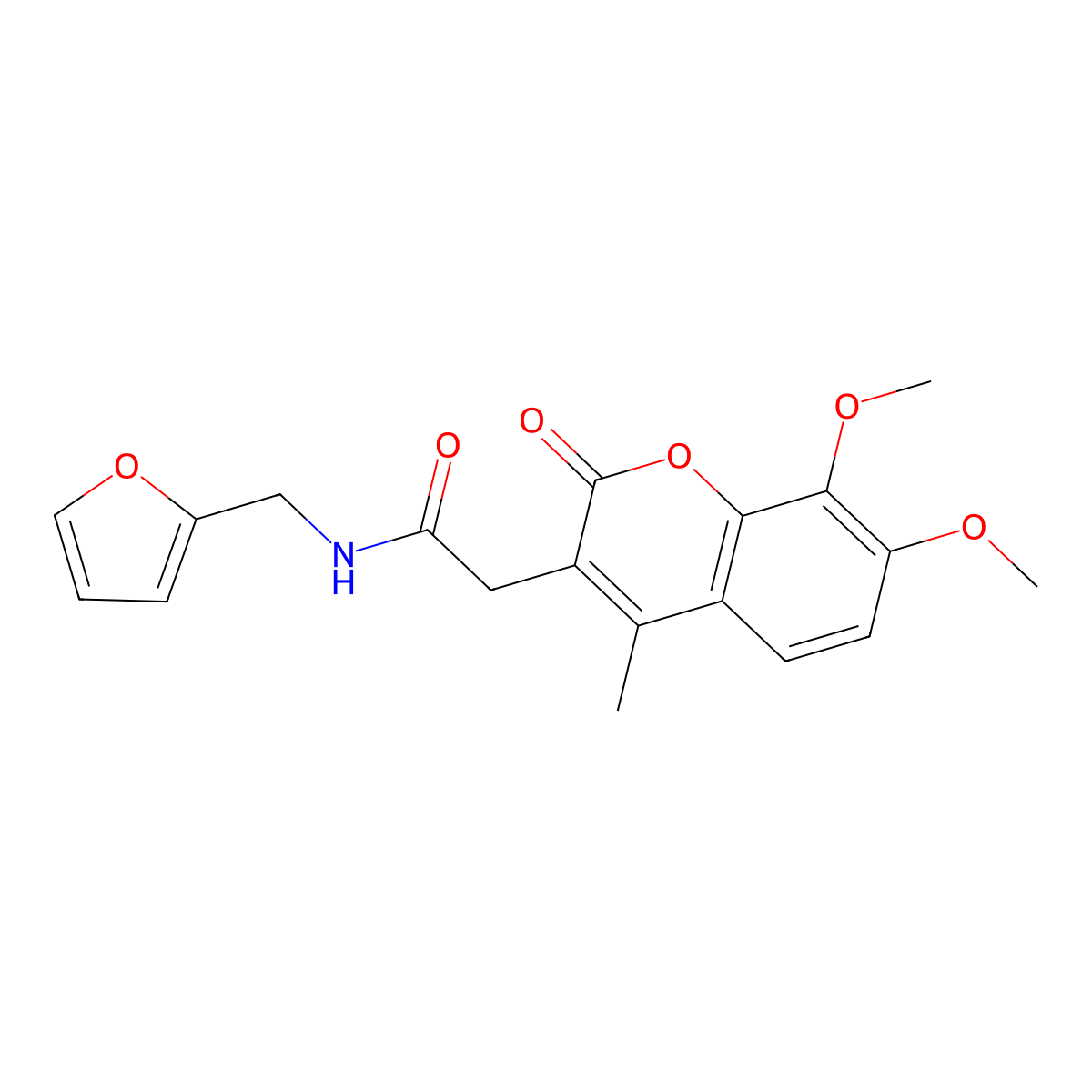 2-(7,8-dimethoxy-4-methyl-2-oxo-2H-chromen-3-yl)-N-(furan-2-ylmethyl)acetamide molecular structure, CAS 853898-14-3