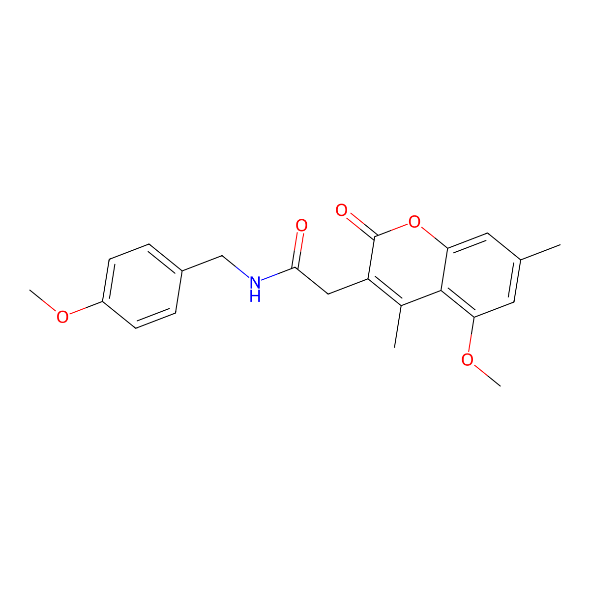 N-(4-methoxybenzyl)-2-(5-methoxy-4,7-dimethyl-2-oxo-2H-chromen-3-yl)acetamide molecular structure, CAS 853898-36-9