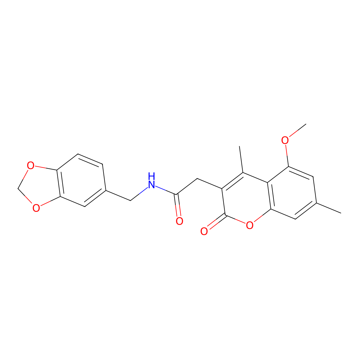 N-(1,3-benzodioxol-5-ylmethyl)-2-(5-methoxy-4,7-dimethyl-2-oxo-2H-chromen-3-yl)acetamide molecular structure, CAS 853898-37-0