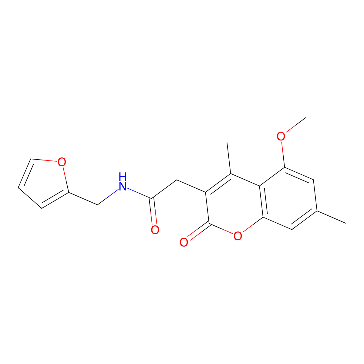 N-(2-furylmethyl)-2-(5-methoxy-4,7-dimethyl-2-oxochromen-3-yl)acetamide molecular structure, CAS 853898-38-1