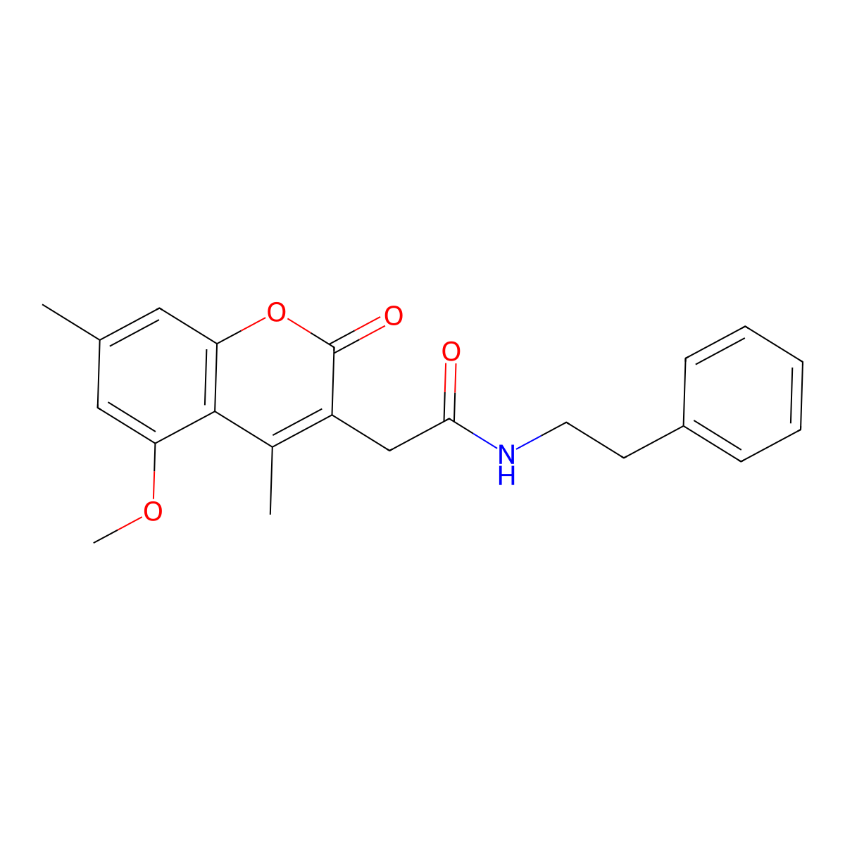 2-(5-methoxy-4,7-dimethyl-2-oxo-2H-chromen-3-yl)-N-(2-phenylethyl)acetamide molecular structure, CAS 853898-39-2