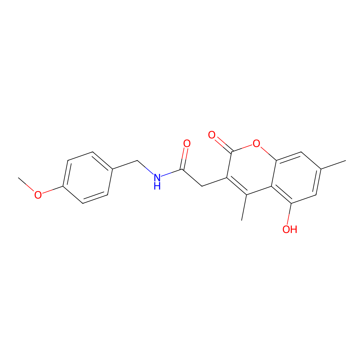 2-(5-hydroxy-4,7-dimethyl-2-oxo-2H-chromen-3-yl)-N-(4-methoxybenzyl)acetamide molecular structure, CAS 853898-48-3