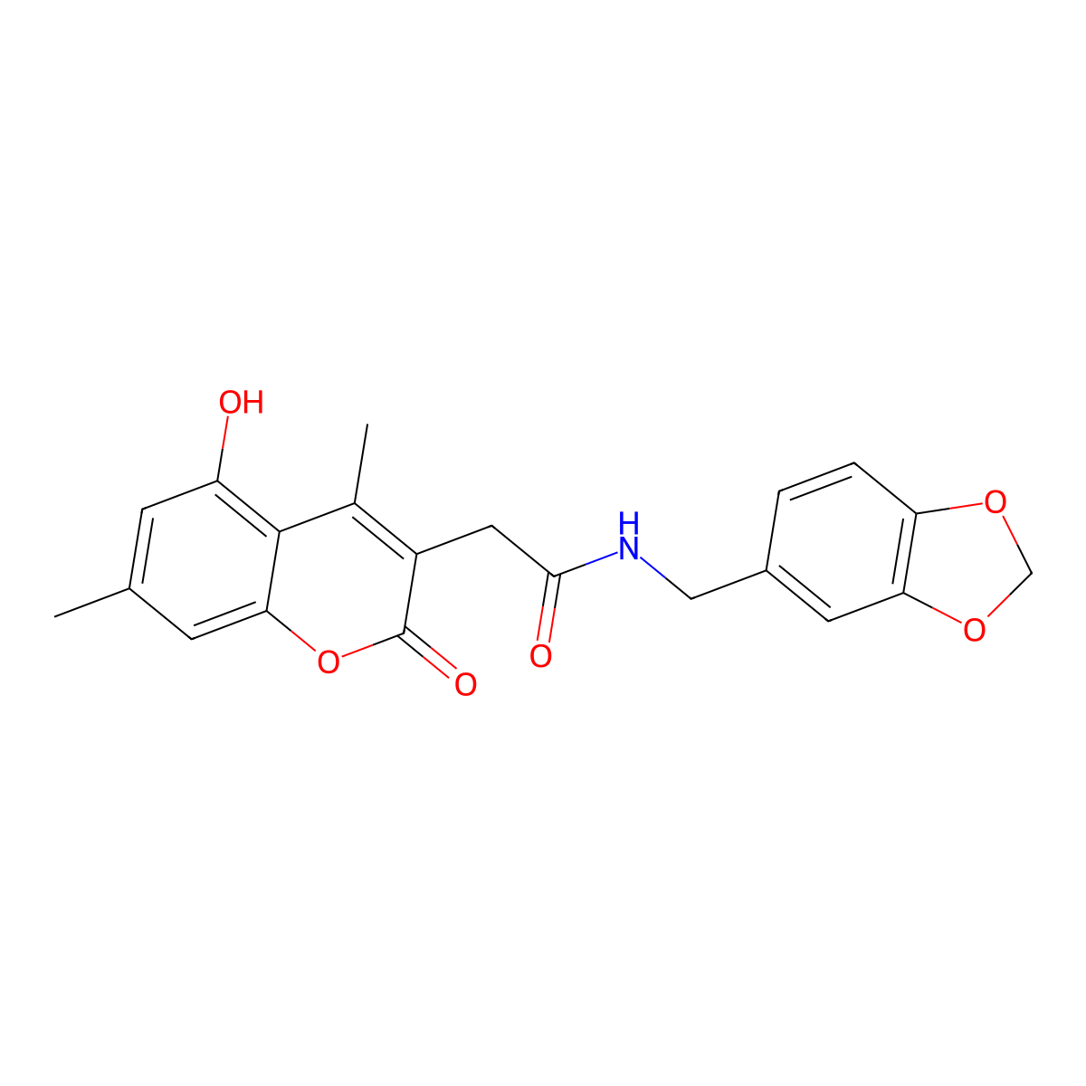 N-(1,3-benzodioxol-5-ylmethyl)-2-(5-hydroxy-4,7-dimethyl-2-oxo-2H-chromen-3-yl)acetamide molecular structure, CAS 853898-49-4