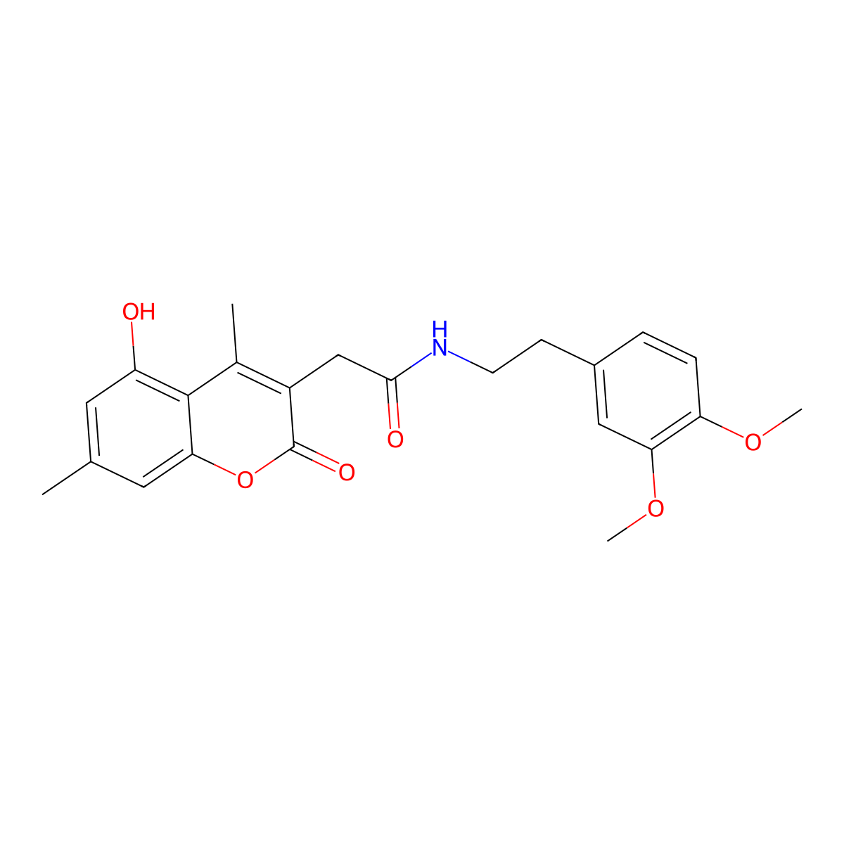 N-[2-(3,4-dimethoxyphenyl)ethyl]-2-(5-hydroxy-4,7-dimethyl-2-oxo-2H-chromen-3-yl)acetamide molecular structure, CAS 853898-55-2