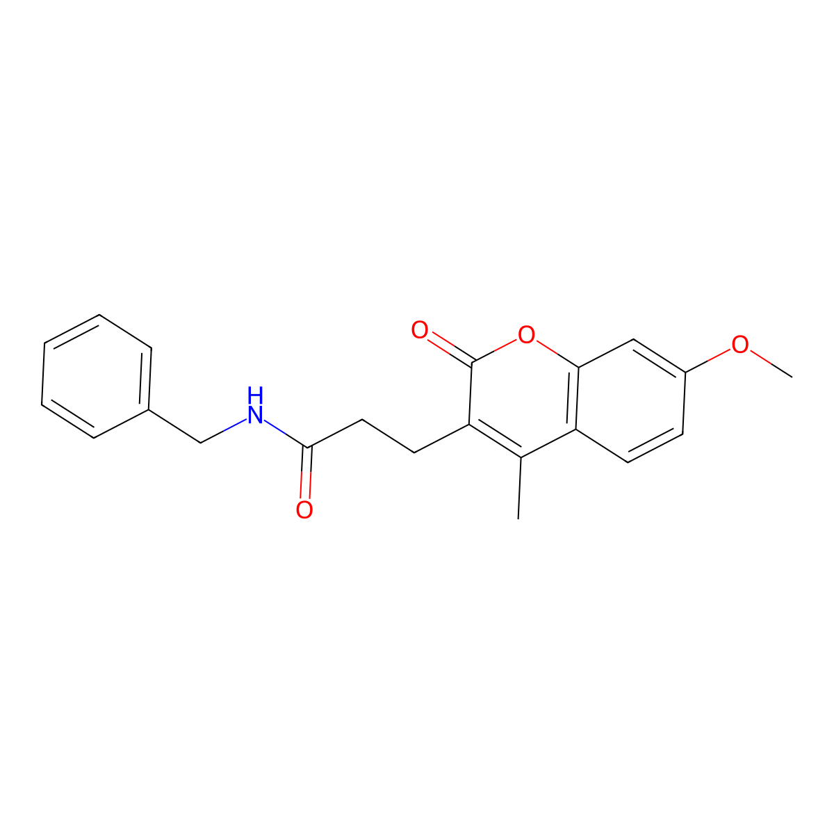N-benzyl-3-(7-methoxy-4-methyl-2-oxo-2H-chromen-3-yl)propanamide molecular structure, CAS 853899-58-8