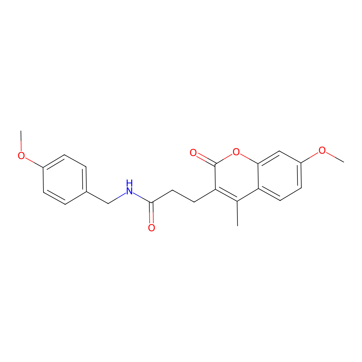 N-(4-methoxybenzyl)-3-(7-methoxy-4-methyl-2-oxo-2H-chromen-3-yl)propanamide molecular structure, CAS 853899-67-9