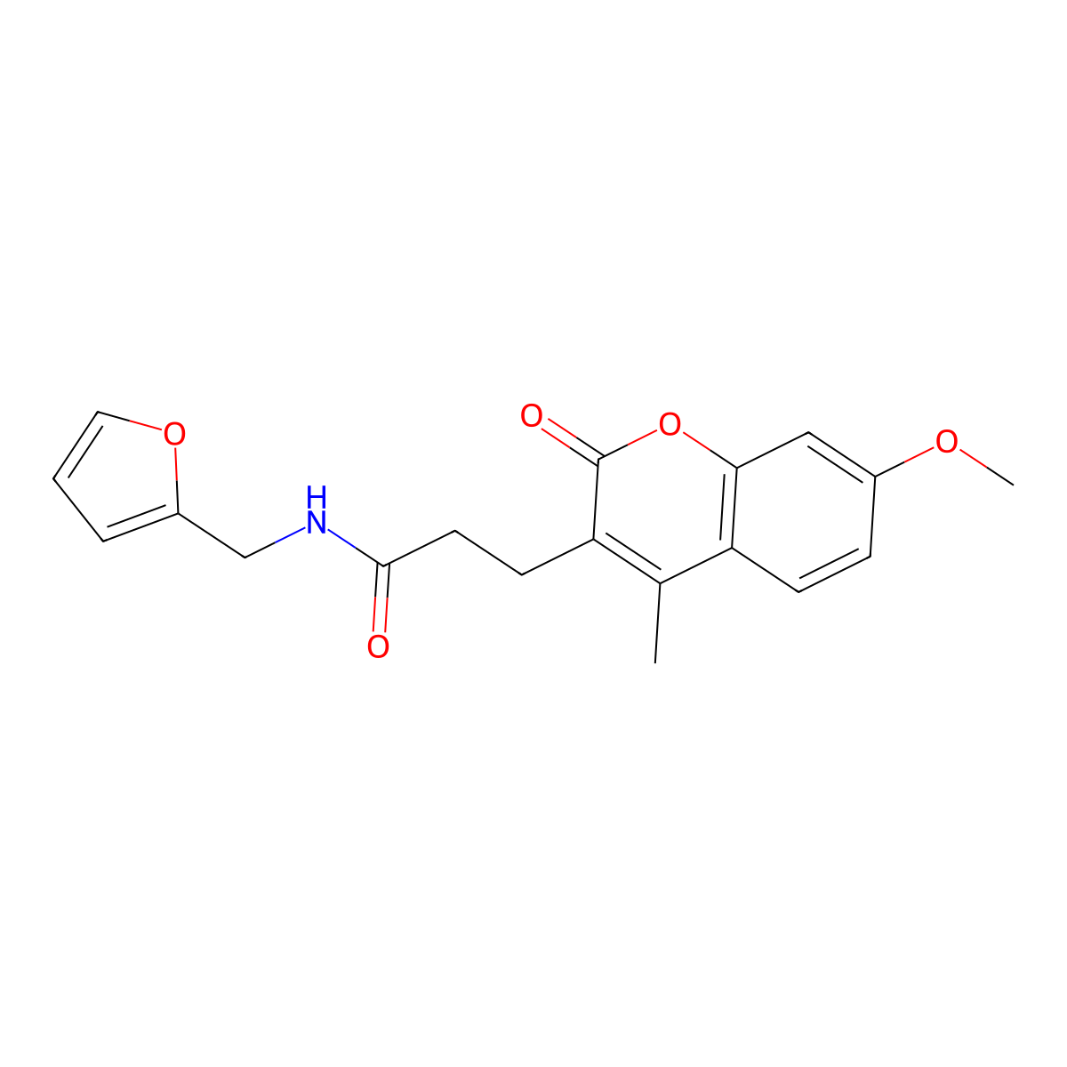 N-(2-furylmethyl)-3-(7-methoxy-4-methyl-2-oxo-2H-chromen-3-yl)propanamide molecular structure, CAS 853899-70-4