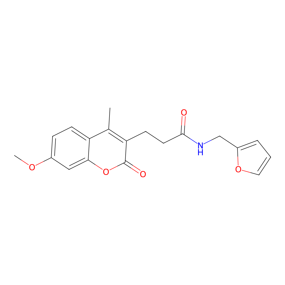 N-(2-furylmethyl)-3-(7-methoxy-4-methyl-2-oxo-2H-chromen-3-yl)propanamide molecular structure, CAS 853899-70-4