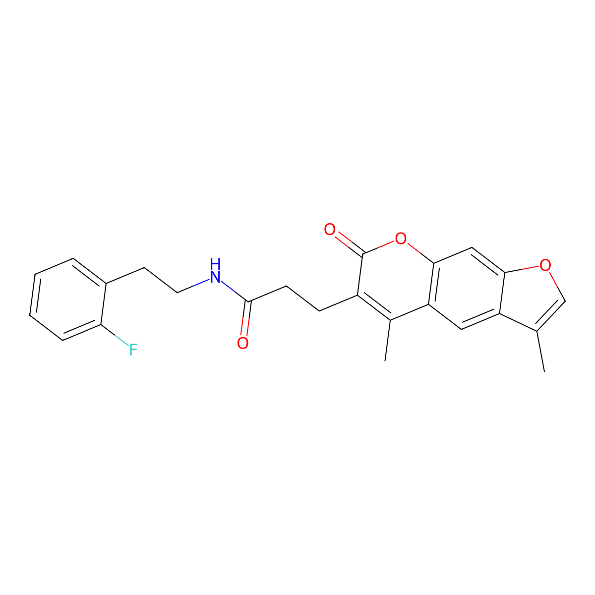 3-(3,5-dimethyl-7-oxo-7H-furo[3,2-g]chromen-6-yl)-N-[2-(2-fluorophenyl)ethyl]propanamide molecular structure, CAS 853899-85-1