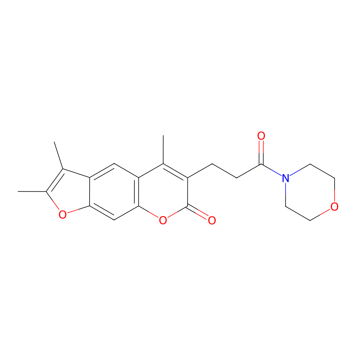 2,3,5-trimethyl-6-[3-(4-morpholinyl)-3-oxopropyl]-7H-furo[3,2-g]chromen-7-one molecular structure, CAS 853899-91-9
