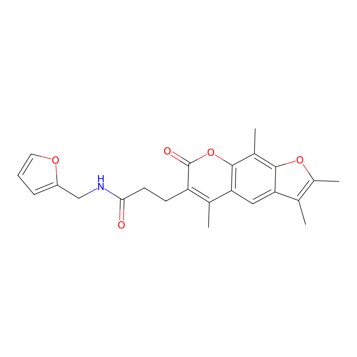 N-(2-furylmethyl)-3-(2,3,5,9-tetramethyl-7-oxo-7H-furo[3,2-g]chromen-6-yl)propanamide molecular structure, CAS 853900-02-4