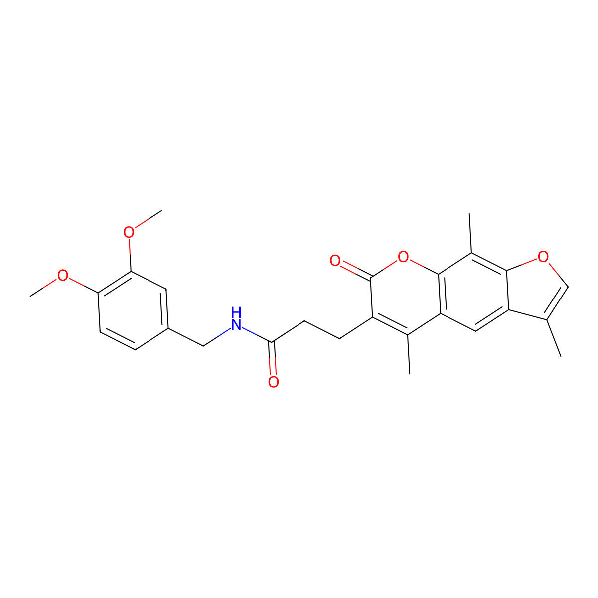 N-(3,4-dimethoxybenzyl)-3-(3,5,9-trimethyl-7-oxo-7H-furo[3,2-g]chromen-6-yl)propanamide molecular structure, CAS 853900-11-5