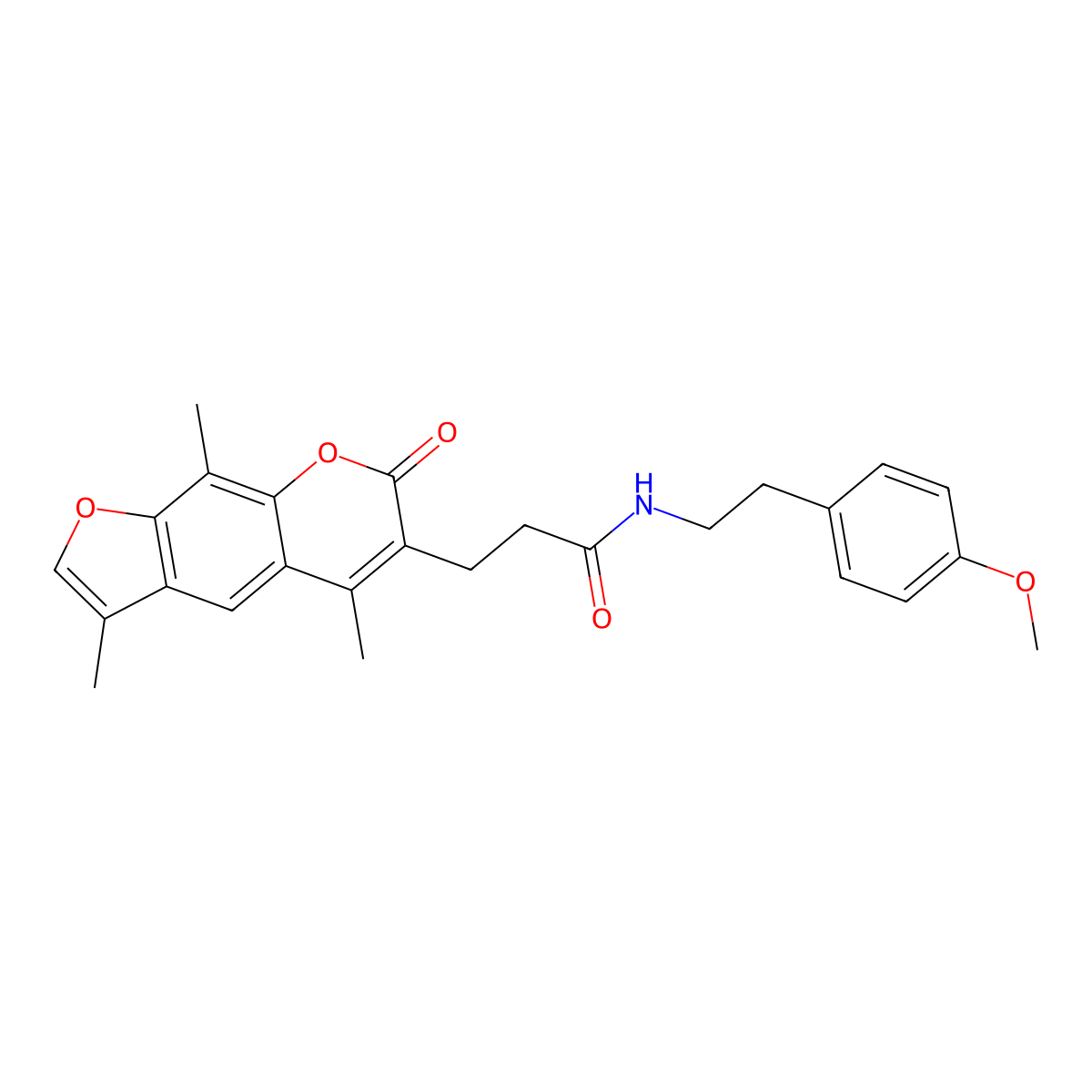 N-[2-(4-methoxyphenyl)ethyl]-3-(3,5,9-trimethyl-7-oxo-7H-furo[3,2-g]chromen-6-yl)propanamide molecular structure, CAS 853900-16-0