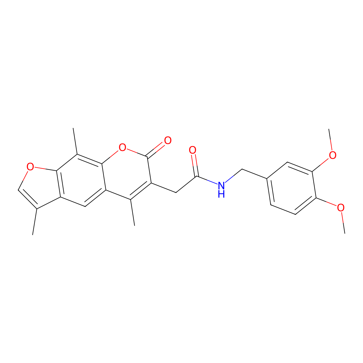 N-(3,4-dimethoxybenzyl)-2-(3,5,9-trimethyl-7-oxo-7H-furo[3,2-g]chromen-6-yl)acetamide molecular structure, CAS 853900-52-4