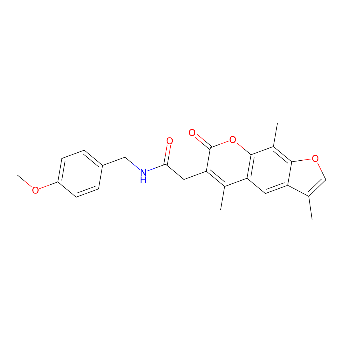 N-(4-methoxybenzyl)-2-(3,5,9-trimethyl-7-oxo-7H-furo[3,2-g]chromen-6-yl)acetamide molecular structure, CAS 853900-53-5