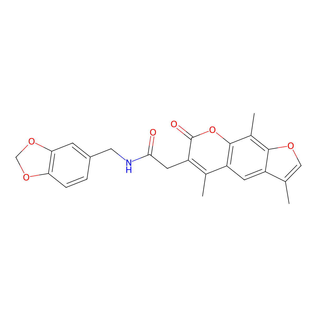 N-(1,3-benzodioxol-5-ylmethyl)-2-(3,5,9-trimethyl-7-oxo-7H-furo[3,2-g]chromen-6-yl)acetamide molecular structure, CAS 853900-54-6