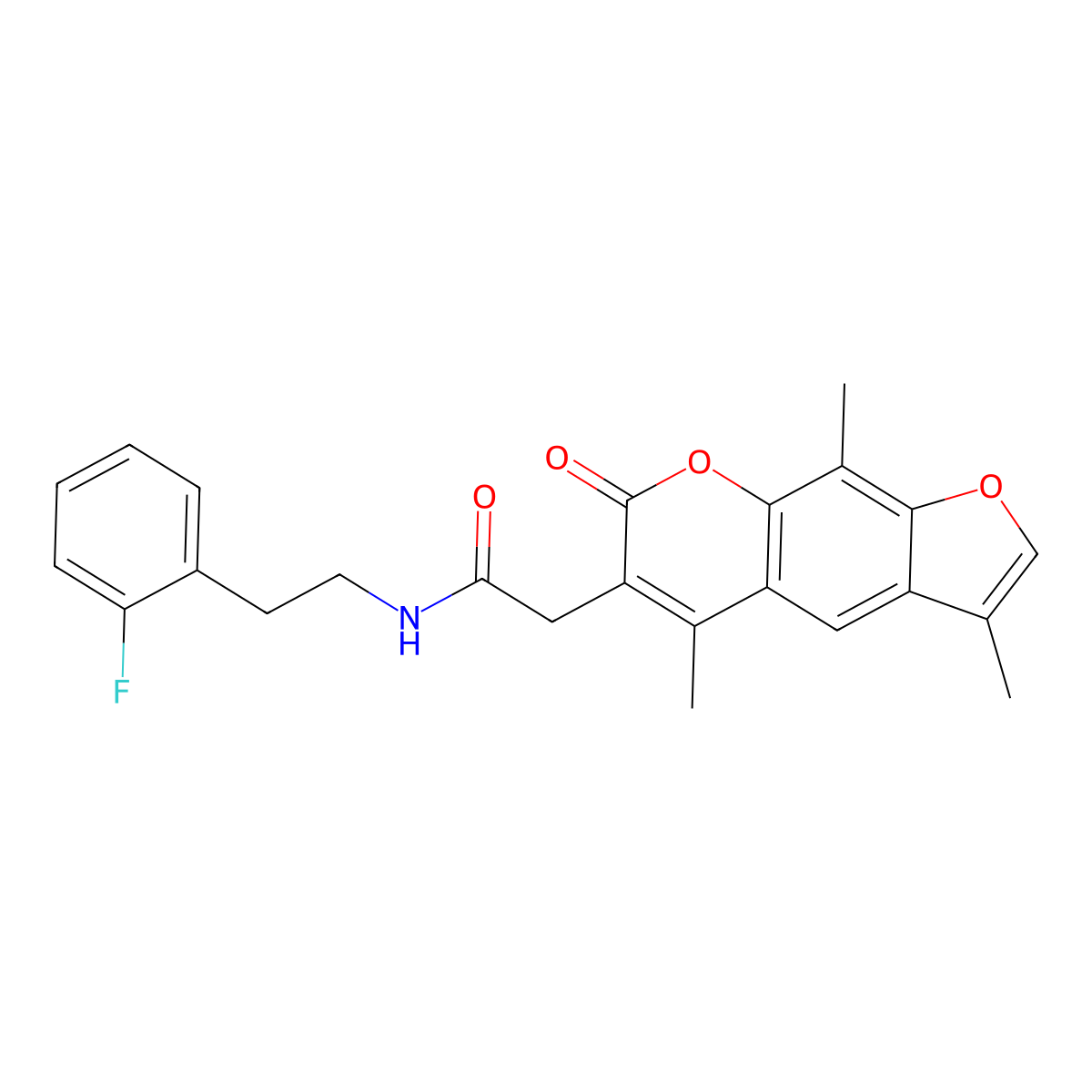 N-[2-(2-fluorophenyl)ethyl]-2-(3,5,9-trimethyl-7-oxo-7H-furo[3,2-g]chromen-6-yl)acetamide molecular structure, CAS 853900-57-9