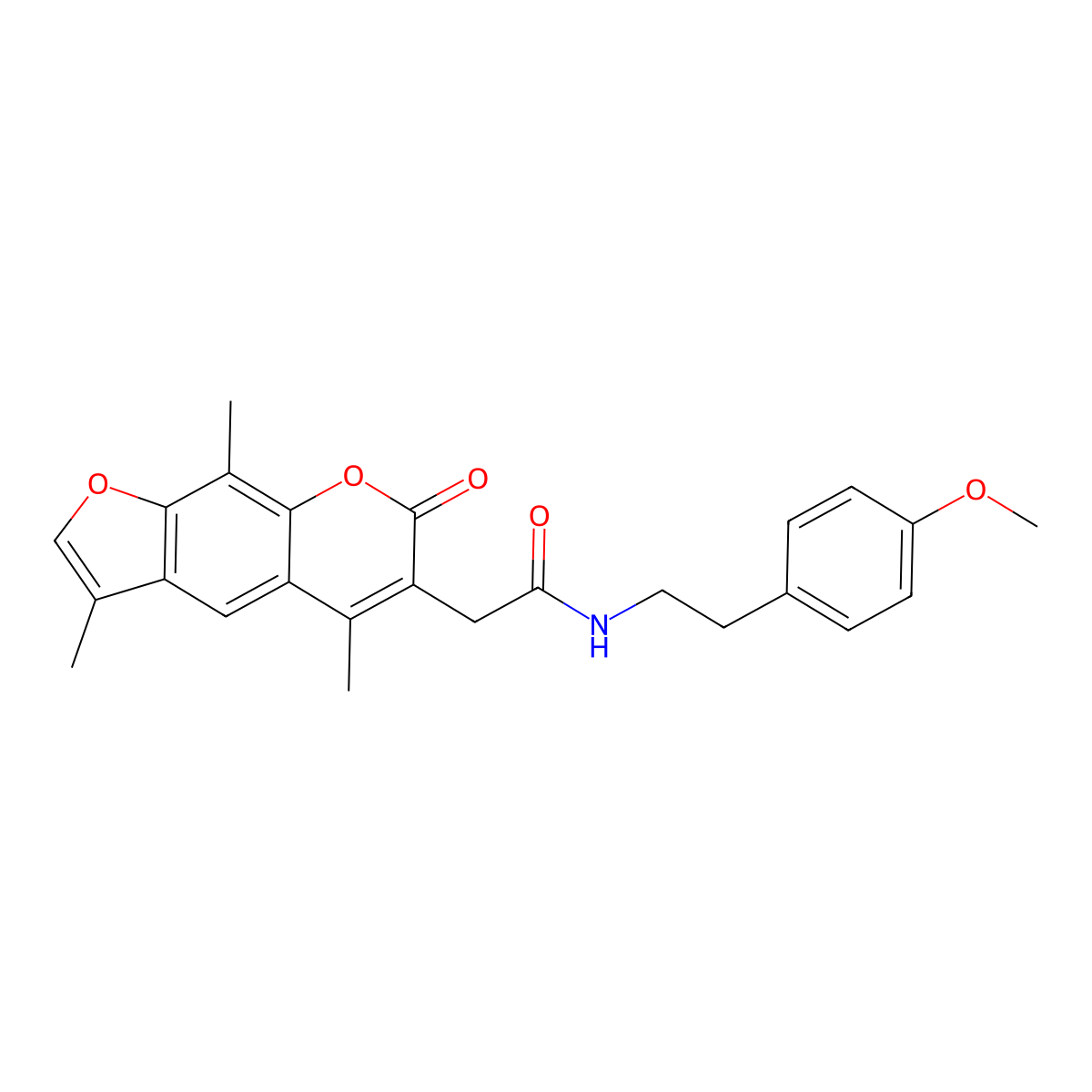 N-[2-(4-methoxyphenyl)ethyl]-2-(3,5,9-trimethyl-7-oxo-7H-furo[3,2-g]chromen-6-yl)acetamide molecular structure, CAS 853900-59-1