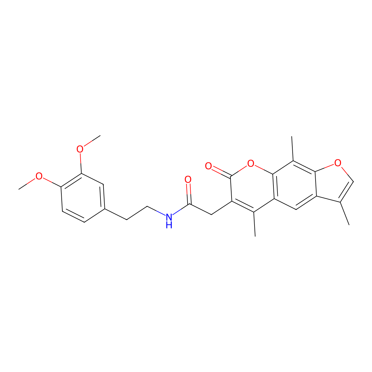 N-[2-(3,4-dimethoxyphenyl)ethyl]-2-(3,5,9-trimethyl-7-oxo-7H-furo[3,2-g]chromen-6-yl)acetamide molecular structure, CAS 853900-62-6