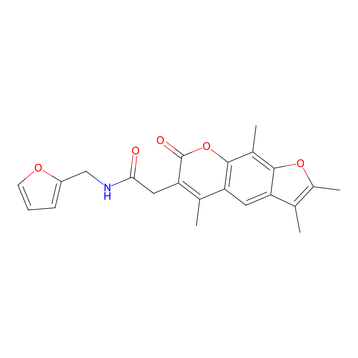 N-(2-furylmethyl)-2-(2,3,5,9-tetramethyl-7-oxo-7H-furo[3,2-g]chromen-6-yl)acetamide molecular structure, CAS 853900-74-0