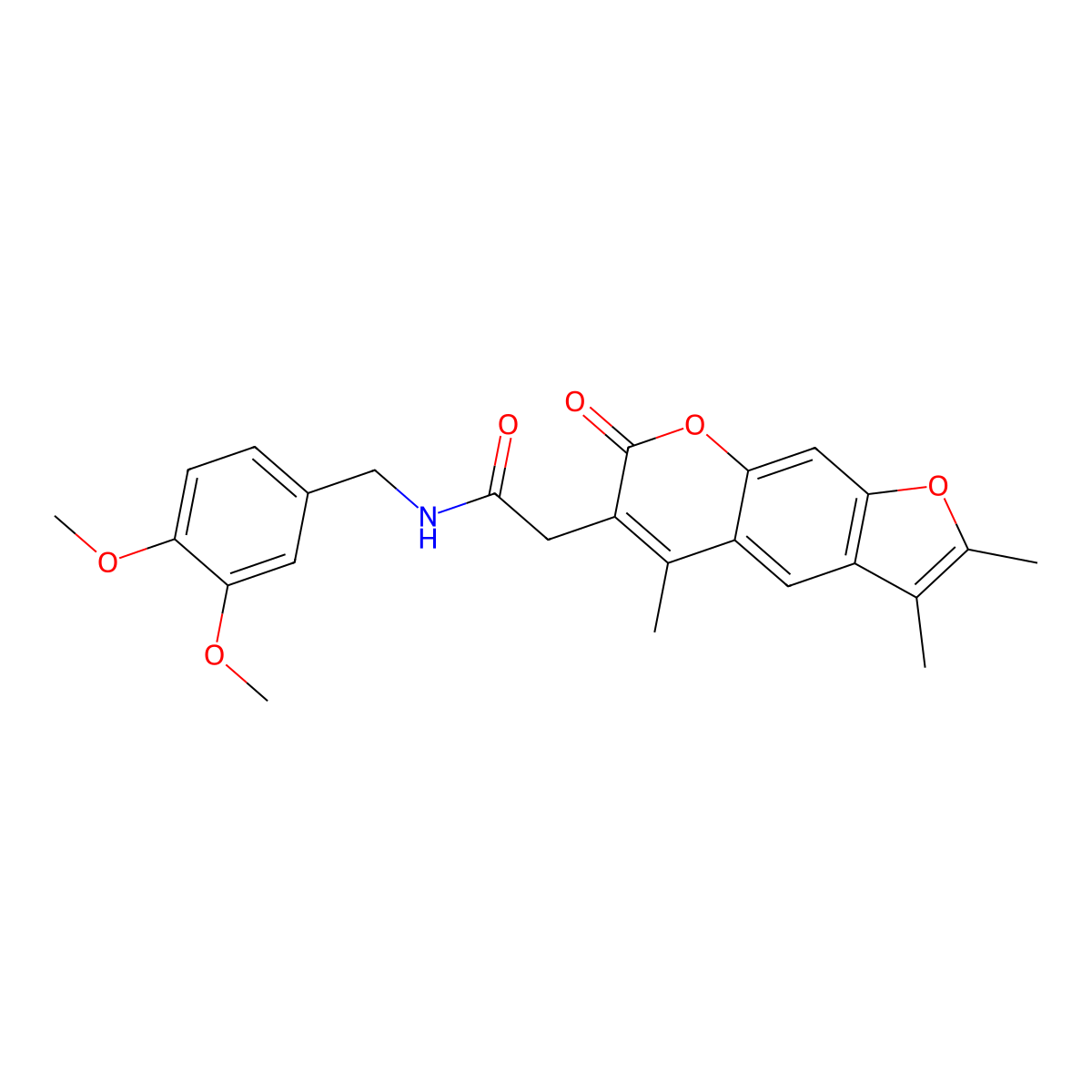 N-(3,4-dimethoxybenzyl)-2-(2,3,5-trimethyl-7-oxo-7H-furo[3,2-g]chromen-6-yl)acetamide molecular structure, CAS 853900-88-6