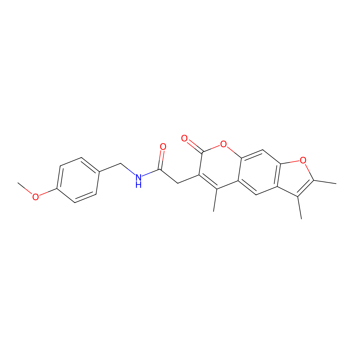 N-(4-methoxybenzyl)-2-(2,3,5-trimethyl-7-oxo-7H-furo[3,2-g]chromen-6-yl)acetamide molecular structure, CAS 853900-89-7