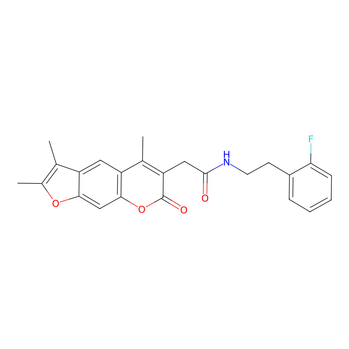 N-[2-(2-fluorophenyl)ethyl]-2-(2,3,5-trimethyl-7-oxo-7H-furo[3,2-g]chromen-6-yl)acetamide molecular structure, CAS 853900-93-3