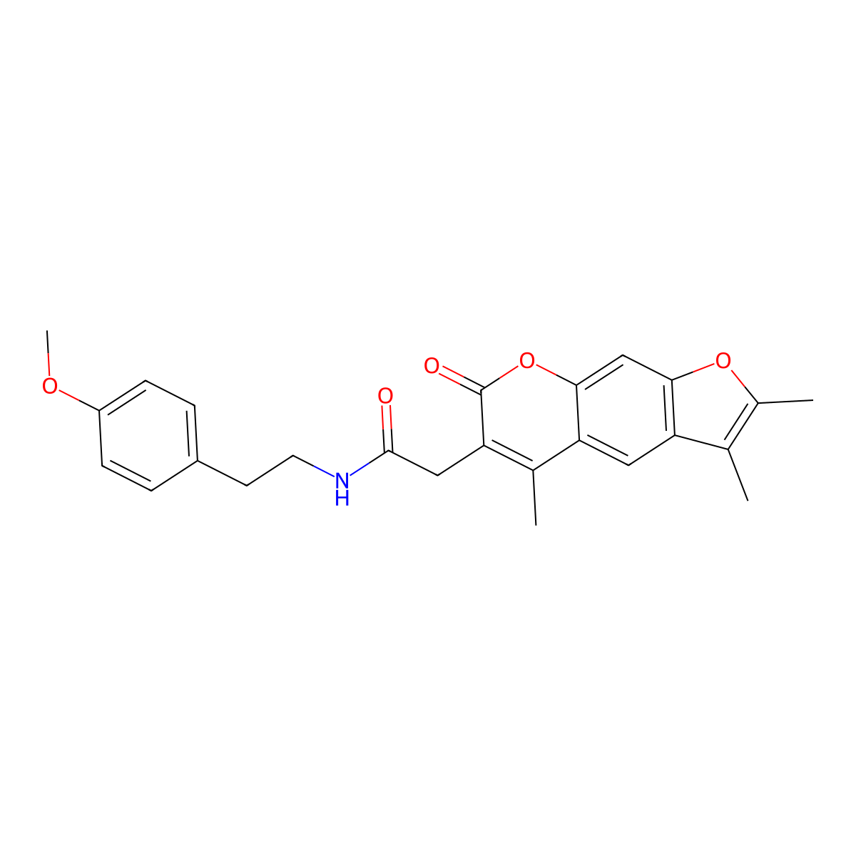 N-[2-(4-methoxyphenyl)ethyl]-2-(2,3,5-trimethyl-7-oxo-7H-furo[3,2-g]chromen-6-yl)acetamide molecular structure, CAS 853900-95-5