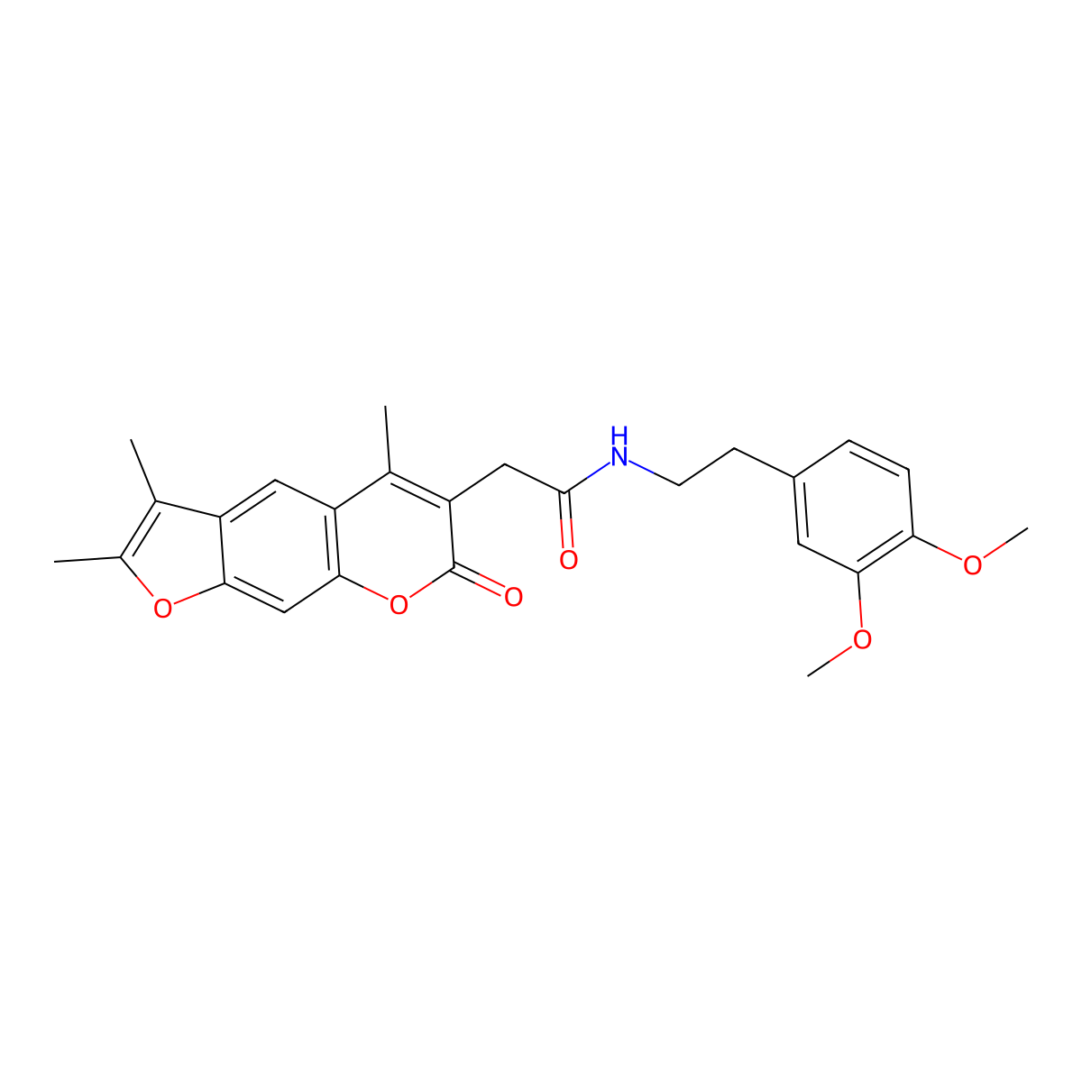 N-[2-(3,4-dimethoxyphenyl)ethyl]-2-(2,3,5-trimethyl-7-oxo-7H-furo[3,2-g]chromen-6-yl)acetamide molecular structure, CAS 853900-98-8